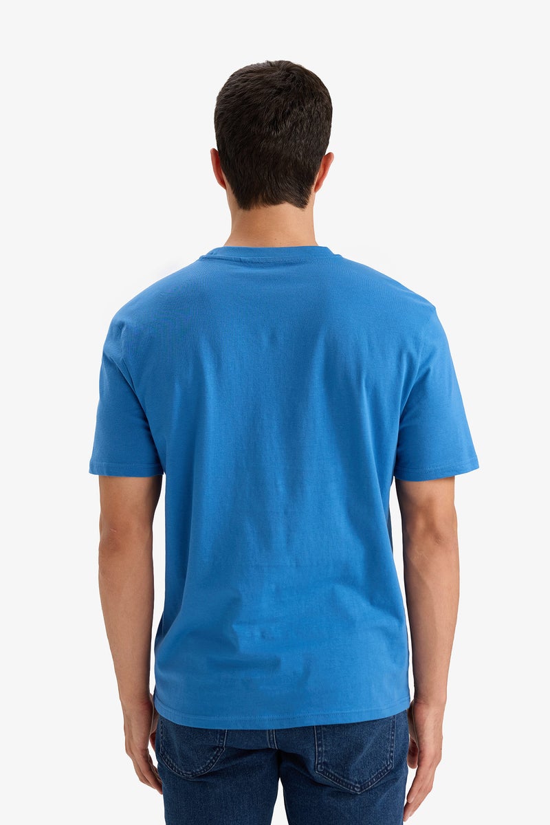DeFacto Blue Man Regular Fit Crew Neck Short Sleeve T-shirt Casual - Image 5
